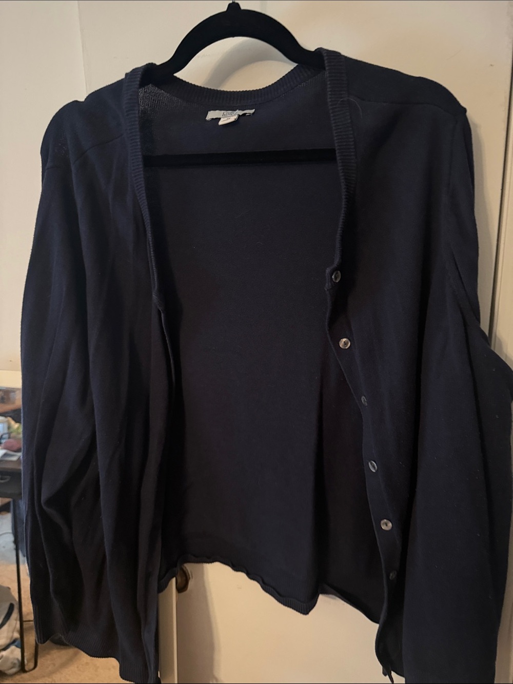croft & barrow Navy Button-Front Women's Cardigan